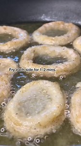 Calamares Recipe Wet ingredients: • 300g squid rings • 1/4 cup lemon soda • 1 small egg • 1/8 cup cornstarch • 1/8 cup all purpose flour Dry ingredients: • 1/4 cup cornstarch • 1/4 cup all purpose flour • 1 tsp chili powder • 1/2 tsp black pepper • 1/2 tsp salt • 1 tsp seasoning granules 1. Combine all ingredients under wet ingredients and let it rest for 15 mins. 2. Combine all ingredients under dry ingredients. 3. Coat squid in dry mixture and tap excess flour. 4. In a pan over medium high hea