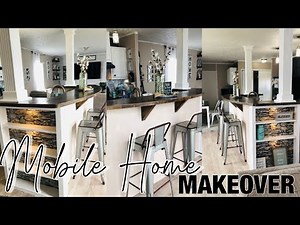 Single wide mobile home makeover | island makeover | hand painted counter tops | decorate with me