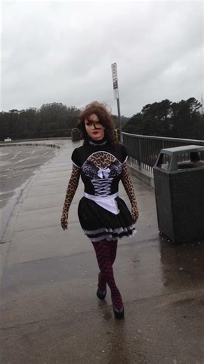 female mask french-maid walking in twinpeaks #egirl #tights #highheels