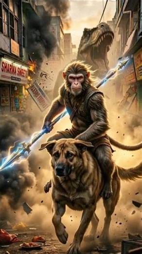 “Delhi Market Mein Dinosaur Ka Hamla 😱 | Hero Bandar Ne Bachayi Jaan!” #shorts #viral #hero #monkey