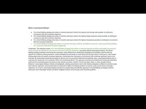 What is value-based bidding?... Search Ads Certification Answers