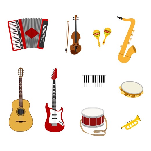 Musical Instruments Vector Set: Guitar, Accordion, Saxophone, Drums. Classical and Modern Musical Instruments. Jpg/png/svg/eps/ai/webm - Etsy