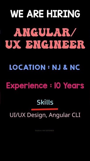 ANGULAR/UX ENGINEER #job #opening #softwareengineer #jobsearch