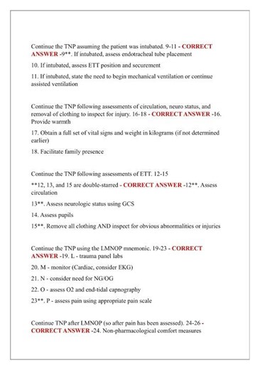 Tncc 9th Edition TEST BANK Verified Questions And Answers For The Trauma Nursing Process Tnp By Ena