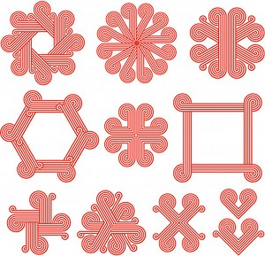 Lined design elements and symbols.