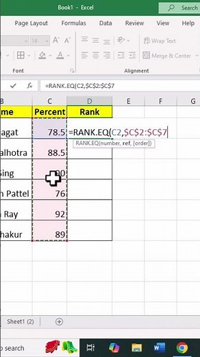 Calculate Rank in Excel