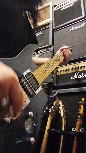 The Blue Dragon 🐉 into Marshall MG100HDFX with matching Marshall 4x12 Cab 🎛️🔊 @Marshall Amplification #MarshallAmps #Line6Amps #PeaveyAmps #WallOfAmps #GhostBuild #CopycatIbanez #BlueDragon #ChineseDragon #DragonInlay #ElectricGuitar #BluesLick #Guitar #BootlegRG