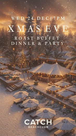 🎄✨ XMAS EVE AT CATCH ✨🎄 Roast Buffet Dinner & Party under the stars ❄️🌴 📅 Wednesday, 24 December 🕖 From 7 PM 📍 Catch Beach Club A festive night of seasonal roasts, warm vibes, and beachside celebration. 🎟️ Book now: https://loom.ly/hci2lUo #CatchBeachClub #XmasEve #Phuket BeachClub FestiveSeason | Catch Beach Club