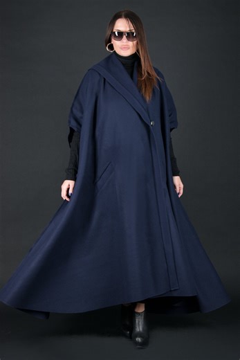 Wool Cape Coat, Women's Winter Cloak, Plus Size Sleeveless Overcoat - Etsy UK