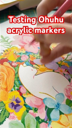 Draw with me using acrylic markers #ohuhu #ad