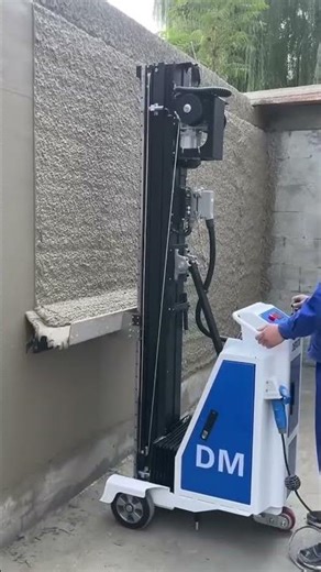 plastering process on walls using sophisticated machines