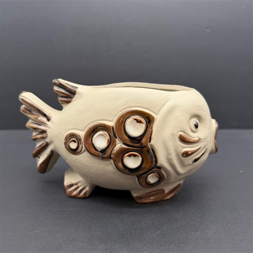 Vintage Tonala Ceramic Fish Planter | Hand-painted Mexican Folk Art Pottery - Etsy