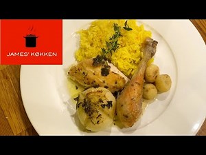 Kylling med bagte løg