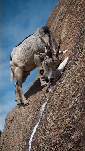 Goat climbing vertical mountain for salt | Cliff Goats #mountaingoat #wildlife #cliffgoats