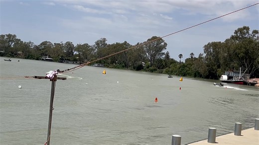 Club boats on the water demonstrating the Dash for Cash race course for all racers. | Riverland Dinghy Club Inc.