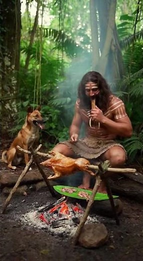 Primitive Forest Feast: Roasting a Whole Pig in the Wild! (Survival Cooking)