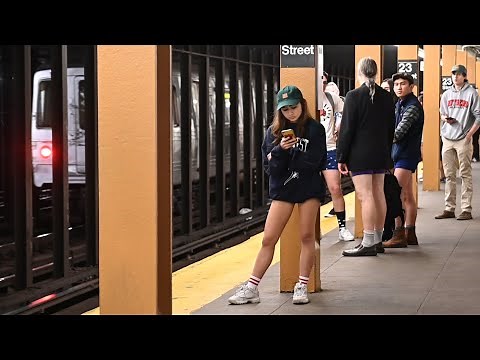 The No Pants Subway Ride 2020 in Manhattan, NYC