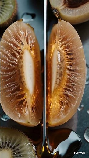 surreal alien fruit with a glossy translucent skin