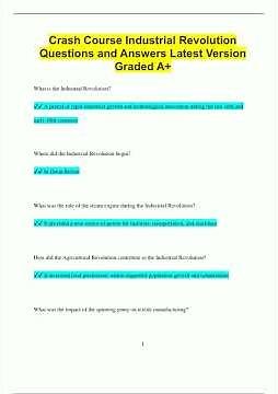 Crash Course Industrial Revolution Questions and Answers Latest Version Graded A459