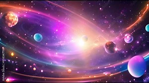 Background of space planets floating in unknown galaxie.