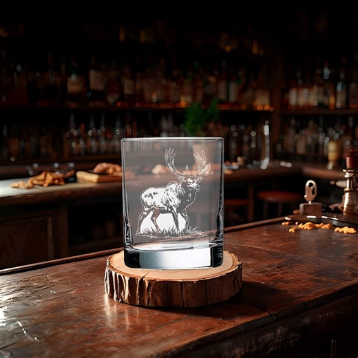 Engraved Bull Elk Glass: Customizable Whiskey, Wine, Beer Glassware - Etsy
