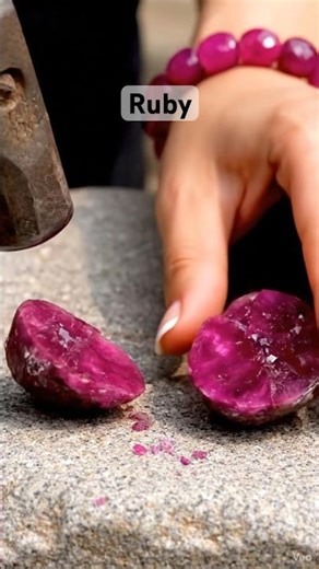 🔨💎 Splitting a Ruby | Deep Red Crystal ASMR ❤️ #shorts