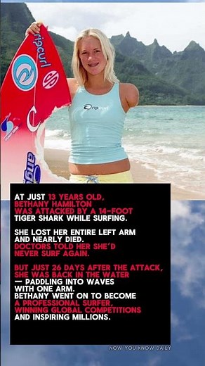 She Lost Her Arm at 13 — And Became a Surfing Champion #SharkAttackSurvivor