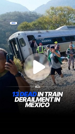 At least 13 people are dead and almost 100 are injured after a train derailed in Mexico. The horror unfolded on Sunday when an Interoceanic Train carrying nearly 250 partially came off the tracks in southern Oaxaca state. Of those on board, 193 were reported to be safe and well, while another 98 were said to be injured, including 36 people who were receiving medical assistance. The Mexican Navy said in a statement, 'As a result of this accident, 139 people are out of danger, 98 were injured... a