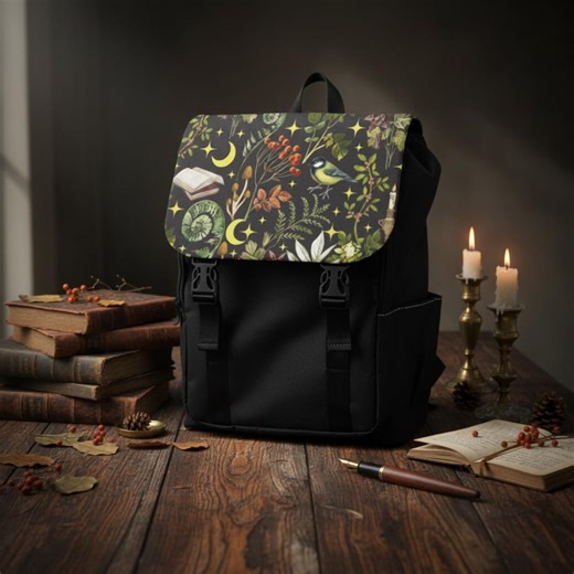 Boho Nature Messenger Backpack-book Lover Backpack-messenger Bag-writers Collection - Etsy