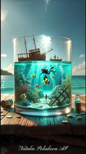 AI Surreal Ocean in a Glass | Underwater World Animation | Cinematic CGI