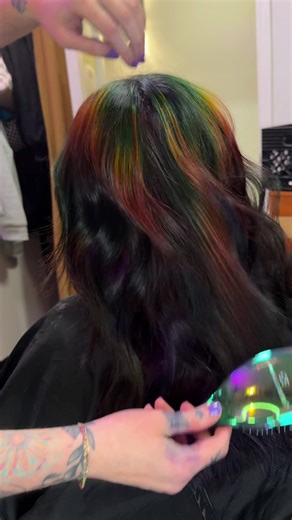 Rainbow Hair Transformation with Oil Slick Effect