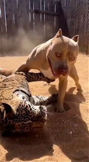 Pitbull Saves Puppy from Jaguar Attack! 😱🐕 #shorts