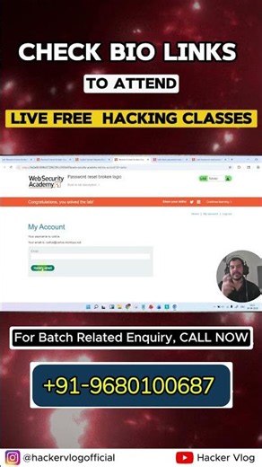 Check Bio Link for Free Live Hacking Classes! 🔗 #shorts