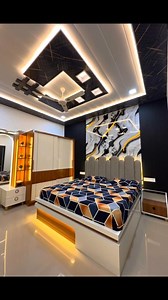 Modern Luxury Bedroom with Designer Ceiling & Mood Lighting ✨ #LuxuryBedroom #ModernBedroom #BedroomInterior #InteriorDesignIndia #FalseCeilingDesign #LEDLighting #DesignerBedroom #ContemporaryInteriors #HomeInteriorDesign #InteriorInspiration #LuxuryHome #BedroomGoals #ModularFurniture #TheRajInterior | The Raj Interior