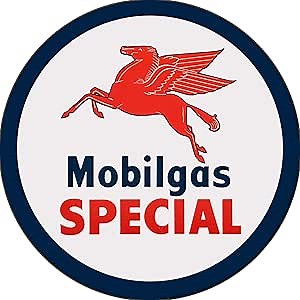 Brotherhood Vintage Gas Sign Reproduction Vintage Metal Signs Round Metal Tin Sign for Garage and Home 8 Inch Diameter – Mobile Pegasus Special Gas