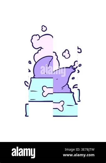 splitting motion animation of cartoon whole cooked turkey crammed into a dog bowl for a happy christmas pup Stock Video Footage - Alamy