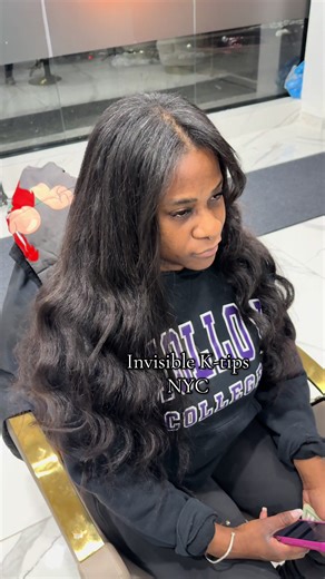 Invisible K-tips NYC #hairextensionsnyc #hairextensionspecialist #hairextensionbrooklyn #hairextensionsalon #ktips