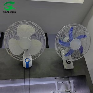 [Hot Item] Solar Outdoor Fan 16 Inch Mount Oscillating Acdc 12V 220V Solar Wall Fan