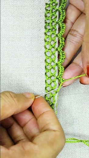 How to make a beautiful hand embroidery border | Elegant handmade lace design for all fabric edges