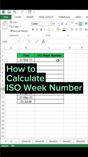 Excel Tips: Calculate ISO WEEK Number! #excel #iso
