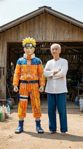 Life-Size Naruto Built Entirely From 1000+ Plastic Bottles