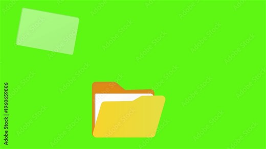 Storage folder file transfer animation, fast data copying between folders on the desktop, green screen background