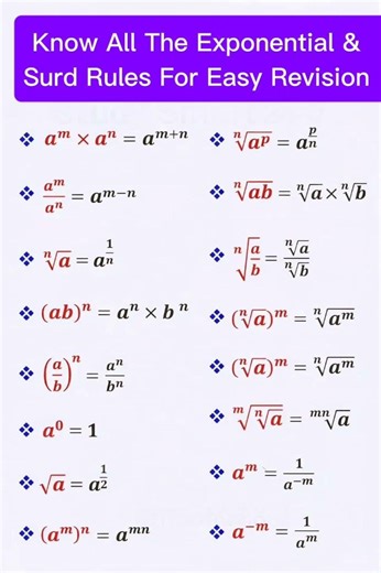 Know All The Exponential & Surd Rules For Easy Revision