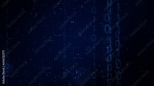 hexagon shape with abstract geometric moving motion particles data binary code for technology futuristic background design. Clean hexagonal digital element pattern with empty space animation video.