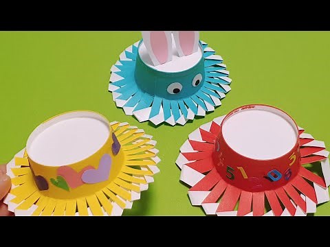 미술놀이》종이컵으로 '밀짚모자만들기' 간단하면서도 정말 귀여워요:) How to make a Paper cup hat.