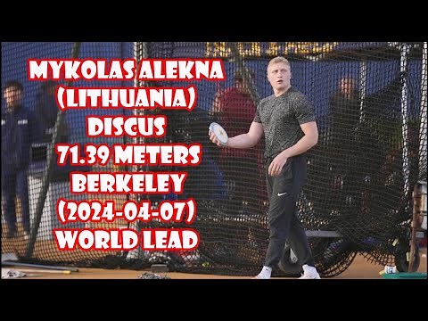 Mykolas Alekna (Lithuania) discus 71.39 meters Berkeley (2024-04-07) WORLD LEAD.