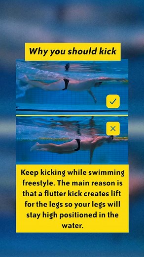 5K views · 25 reactions | Keep kicking while swimming freestyle. The main reason is that a flutter kick creates lift for the legs so your legs will stay high positioned in the water. The higher the legs, the less drag, the faster (or easier) you will swim. More coach tips on SwimG | SwimGym | Facebook