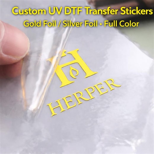 Custom UV DTF Gold Transfer Stickers – Logo Labels for Packaging, No Background - Etsy