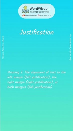 What does "Justification" mean? | English vocabulary shorts | #justification #wordwisdom