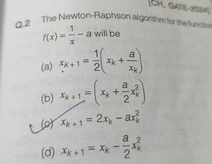 Q. 2 The Newton-Raphson algorithm for the finctice f(x)=x1​−a w... | Filo